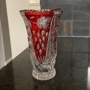 Flower vase. Red and clear.